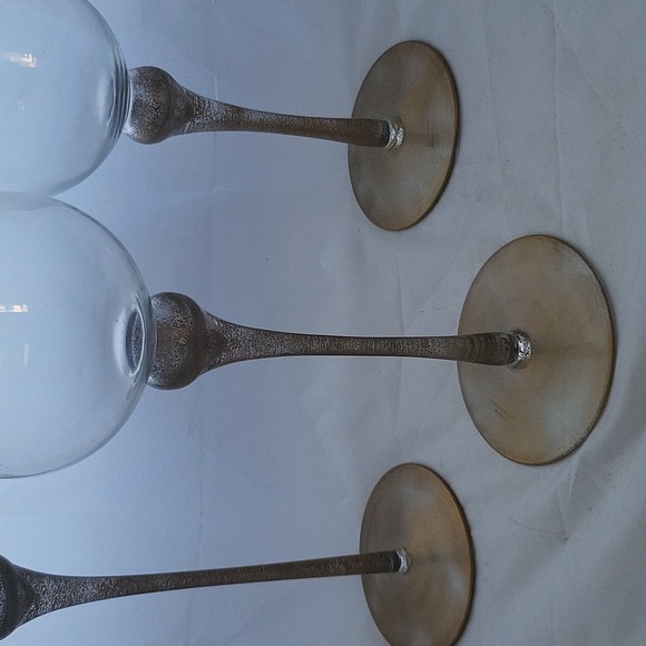 Florentine Collection Set of 3 Tulip Hurricane Candle Holders Frosted Brass - Picture 3 of 10